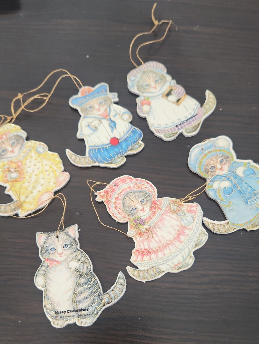 Vintage Kitty Cucumber Ornaments 1983